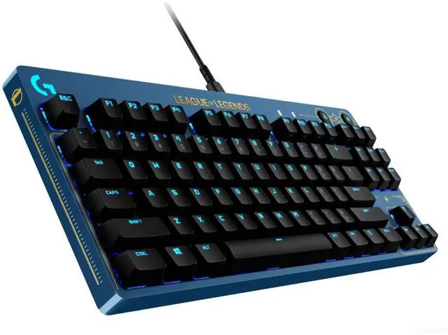 Alt view image 5 of 7 - Logitech G PRO LOL Hextech Edition Wired Mechanical Gaming Keyboard , GX BROWN, 87 Keys, Aluminum Faceplate, LIGHTSYNC RGB, League of Legends, 12 Programmable F-Key Macros - black blue
