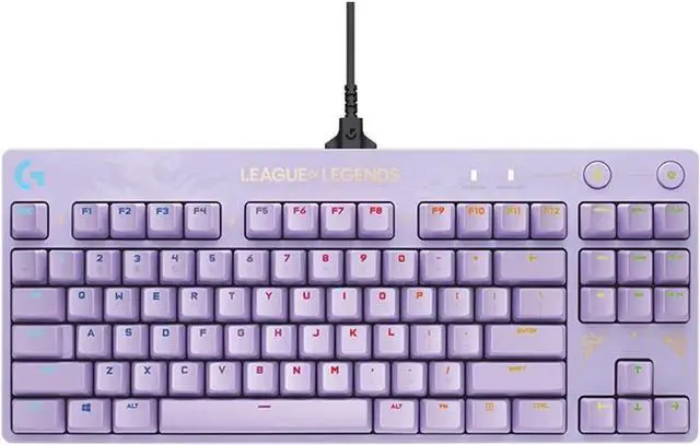 Main image of Logitech G PRO LOL Edition Wired Mechanical Gaming Keyboard , GX BROWN, 87 Keys, Aluminum Faceplate, LIGHTSYNC RGB, League of Legends, 12 Programmable F-Key Macros - purple
