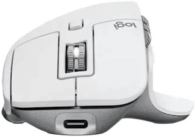 Alt view image 5 of 7 - Logitech MX Master 3S - Wireless Performance Mouse, with Ultra-fast Scrolling, Ergo, 8K DPI, Track on Glass, Quiet Clicks, USB-C, Bluetooth, Windows, Linux, Chrome - Pale Grey-white