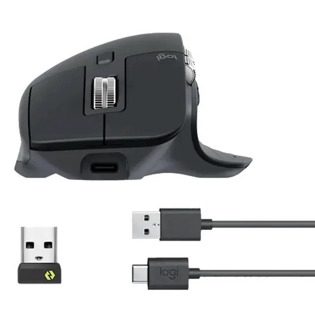 Alt view image 6 of 7 - Logitech MX Master 3S - Wireless Performance Mouse, with Ultra-fast Scrolling, Ergo, 8K DPI, Track on Glass, Quiet Clicks, USB-C, Bluetooth, Windows, Linux, Chrome -Graphite, black