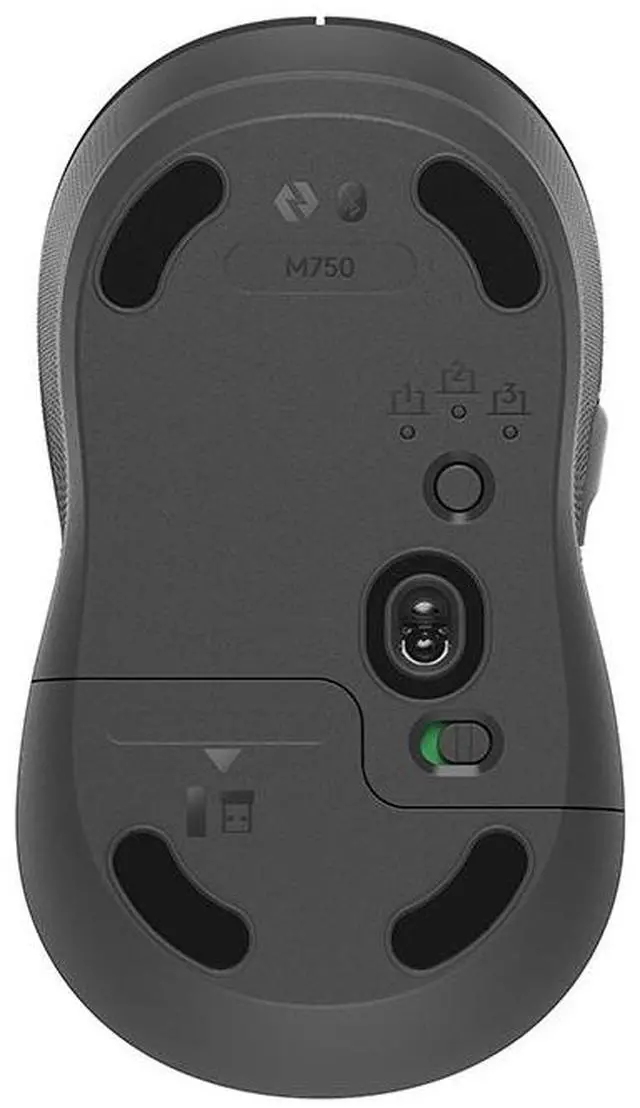 Alt view image 2 of 5 - Logitech Signature Plus M750 L Mouse, Optical - Wireless 32.81 ft Bluetooth/Radio Frequency USB 2000 dpi - Scroll Wheel , Small/Medium Hand/Palm Size - 1 x A, Graphite