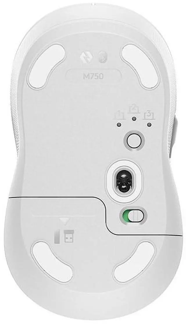 Alt view image 2 of 6 - Logitech Signature Plus M750 Mouse, Optical - Wireless 32.81 ft Bluetooth/Radio Frequency USB 2000 dpi - Scroll Wheel , Small/Medium Hand/Palm Size - 1 x A, WHITE