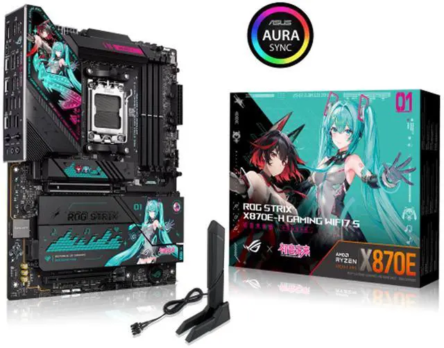 Alt view image 3 of 7 - ASUS ROG STRIX X870E-H S MIKU motherboard & CPU&Cooler& Combo, GAMING WIFI7 HATSUNE MIKU EDITION, AMD X870E ATX motherboard, Core Flex, DDR5, PCIe 5.0, dual USB4, USB 10Gbps Type-C