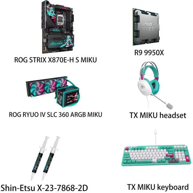Alt view image 2 of 7 - ASUS ROG STRIX X870E-H S MIKU motherboard & CPU&Cooler& Combo, GAMING WIFI7 HATSUNE MIKU EDITION, AMD X870E ATX motherboard, Core Flex, DDR5, PCIe 5.0, dual USB4, USB 10Gbps Type-C