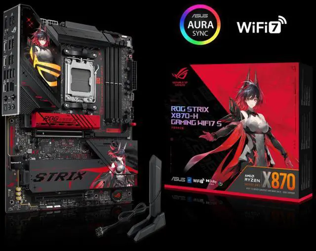 Alt view image 5 of 7 - ASUS ROG STRIX X870-H GAMING WIFI7 S motherboard, RO HIME EDITION AMD AM5 X870 ATX ,16+2+1 80A power stages,DDR5,PCIe 5.0 x16, 4x M.2 , Wi-Fi 7,2.5Gb LAN,2xUSB4, USB Type-C, BIOS FlashBack
