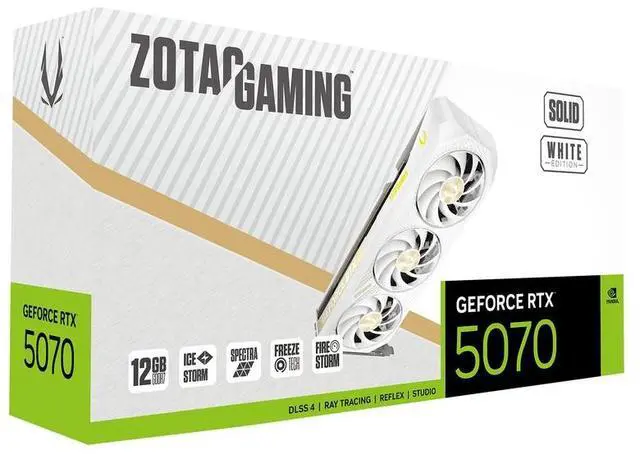 Alt view image 5 of 6 - ZOTAC SOLID WHITE GeForce RTX 5070 12GB 192-Bit GDDR7, PCI Express 5.0 DLSS 4.0 Graphics Card, RTX 5070 12GB SOLID OC WHITE