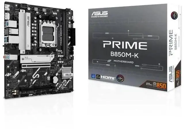 Alt view image 7 of 7 - ASUS PRIME B850M-K Motherboard & AMD Ryzen 9 9950X3D CPU Combo, AMD B850 mATX motherboard, AM5, PCIe 5.0 Ready, two M.2 slots, Realtek 2.5Gb Ethernet, rear USB 10Gbps Type-A, front USB 5Gbps Type-C