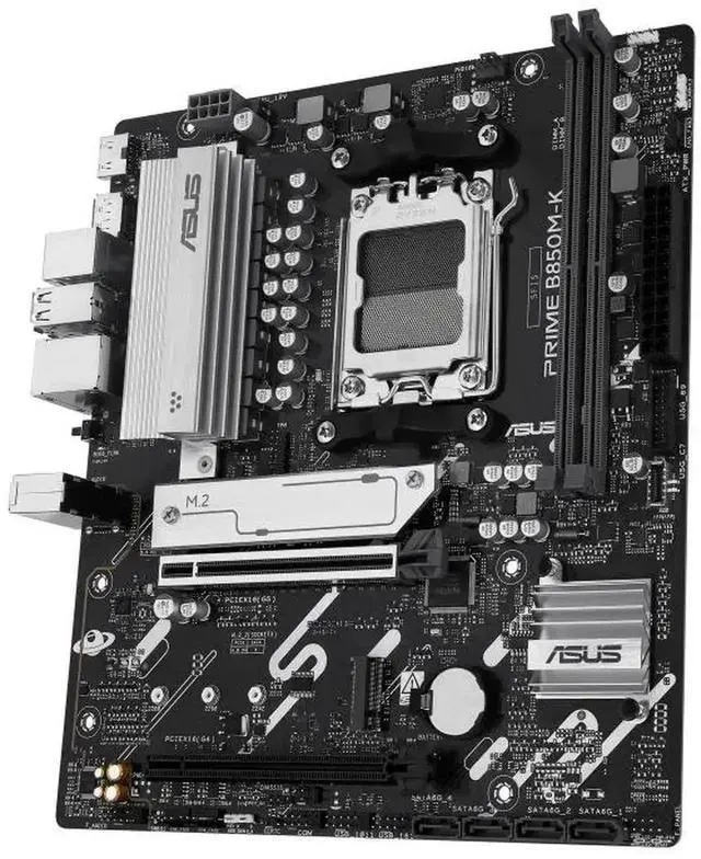Alt view image 5 of 7 - ASUS PRIME B850M-K Motherboard & AMD Ryzen 9 9950X3D CPU Combo, AMD B850 mATX motherboard, AM5, PCIe 5.0 Ready, two M.2 slots, Realtek 2.5Gb Ethernet, rear USB 10Gbps Type-A, front USB 5Gbps Type-C