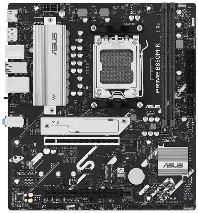 Alt view image 2 of 7 - ASUS PRIME B850M-K Motherboard & AMD Ryzen 9 9950X3D CPU Combo, AMD B850 mATX motherboard, AM5, PCIe 5.0 Ready, two M.2 slots, Realtek 2.5Gb Ethernet, rear USB 10Gbps Type-A, front USB 5Gbps Type-C