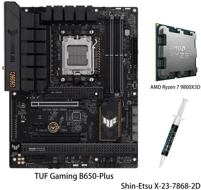 Main image of ASUS TUF Gaming B650-Plus Motherboard & AMD Ryzen 7 9800X3D CPU Combo, ATX Socket AM5 AMD B650 Chipset USB 3.1 Gen 2, USB 3.2 Gen 2, USB-C 3.2