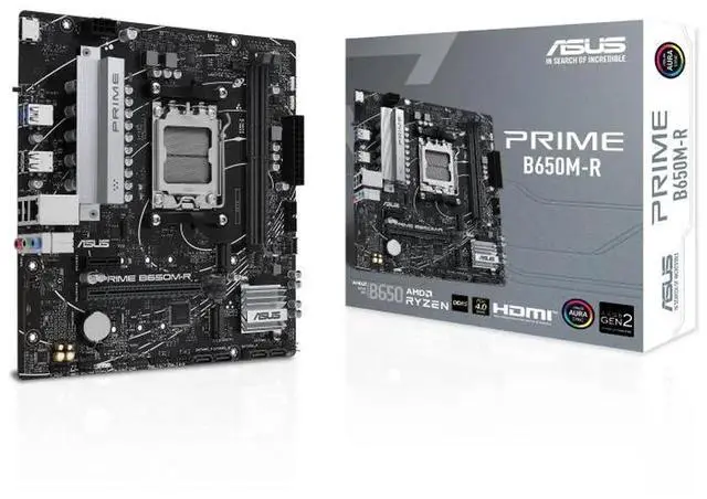 Alt view image 7 of 7 - ASUS PRIME B650M-R Motherboard & AMD Ryzen 9 9900X CPU Combo, AMD B650 Micro-ATX ,AM5,PCIe 4.0 ,Realtek 2.5Gb Ethernet, SATA 6 Gbps, USB 5Gbps Type-C®, Two-Way AI Noise Cancelation, Aura Sync