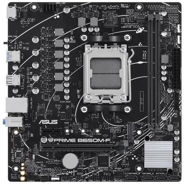Alt view image 2 of 7 - ASUS PRIME B650M-F Motherboard & AMD Ryzen 7 9700X CPU Combo, B650 micro-ATX motherboard,AM5,DDR5,PCIe 4.0, M.2 slot,Realtek 1Gb wired LAN,HDMI,USB 5Gbps Type-A,SATA 6 Gbps