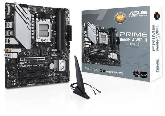 Alt view image 7 of 7 - ASUS PRIME B650M-A WIFI II-CSM Motherboard & AMD Ryzen 9 9900X CPU Combo, AMD B650 Mini-ITX Motherboard, DDR5, PCIe 5.0 M.2, Wi-Fi 6, DisplayPort, VGA, HDMI®, SATA 6 Gbps