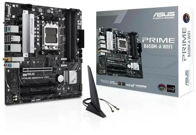 Alt view image 7 of 7 - PRIME B650M-A WIFI Motherboard & AMD Ryzen 5 9600X CPU Combo, AMD B650 Micro-ATX motherboard, DDR5,PCIe 5.0 M.2, Realtek 2.5G NIC,Wi-Fi 6,SATA 6 Gbps,USB 3.2 Gen 2 ports,Front USB 3.2 Gen 1 Type-C®