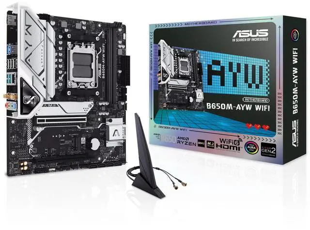 Alt view image 7 of 7 - B650M-AYW WIFI Motherboard & AMD Ryzen 9 9950X CPU Combo, AMD B650 Micro-ATX motherboard supports DDR5,AM5,PCIe 5.0 M.2 support,HDMI,Realtek 2.5Gb Ethernet,Wi-Fi 6,rear USB 10Gbps ports,SATA 6 Gbps