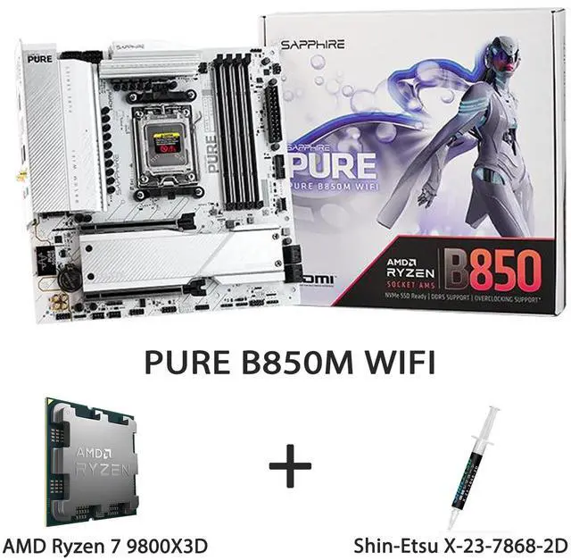 Sapphire PURE B850M WIFI AM5 mATX Motherboard + AMD Ryzen 7 Sapphire PURE B850M WIFI AM5 mATX Motherboard + AMD Ryzen 7