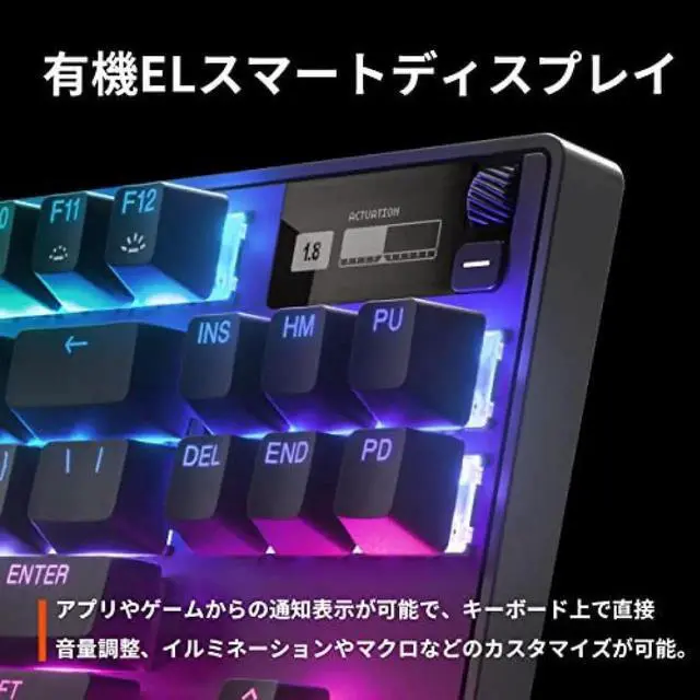 Alt view image 3 of 7 - SteelSeries Apex Pro TKL Black Tenkeyless Wireless Mechanical Gaming Keyboard, OmniPoint 2.0 Adjustable Switches, 2.4GHz+Bluetooth, 0.1-4.0mm Actuation, Hot-Swappable, Per-Key RGB, OLED Display, Al