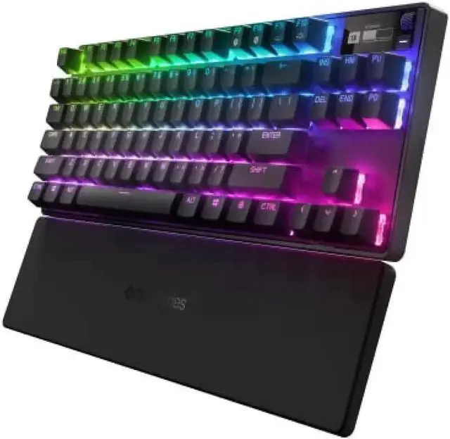 Main image of SteelSeries Apex Pro TKL Black Tenkeyless Wireless Mechanical Gaming Keyboard, OmniPoint 2.0 Adjustable Switches, 2.4GHz+Bluetooth, 0.1-4.0mm Actuation, Hot-Swappable, Per-Key RGB, OLED Display, Al