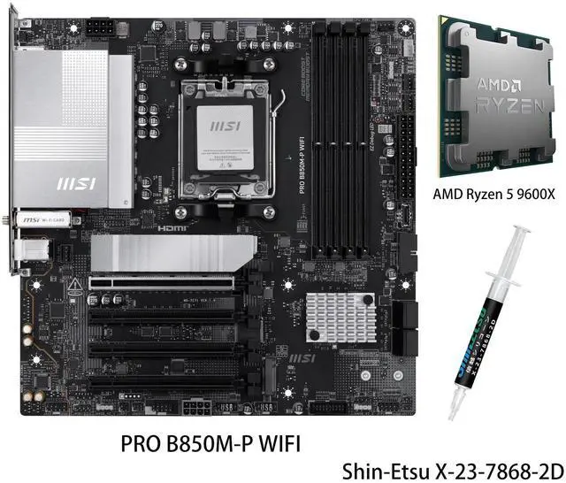 MSI PRO B850M-P WIFI Motherboard & AMD Ryzen 5 9600X CPU Combo