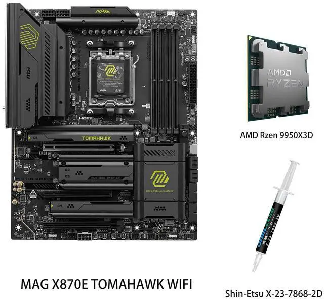 MSI MAG MAG X870E TOMAHAWK WIFI Motherboard & AMD Ryzen 9 9950X3D