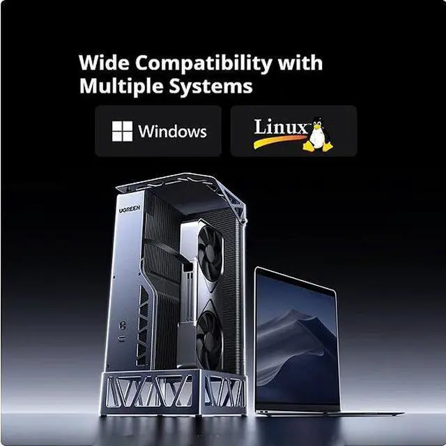 Alt view image 4 of 7 - UGREEN LinkStation CM980 eGPU Dock, OCuLink 64Gbps & USB4/Thunderbolt 4, 850W ATX 3.1 Gold PSU, Native 12VHPWR, Supports RTX 50/40 AMD Radeon, for Laptop Handheld Mini PC AI Workstation