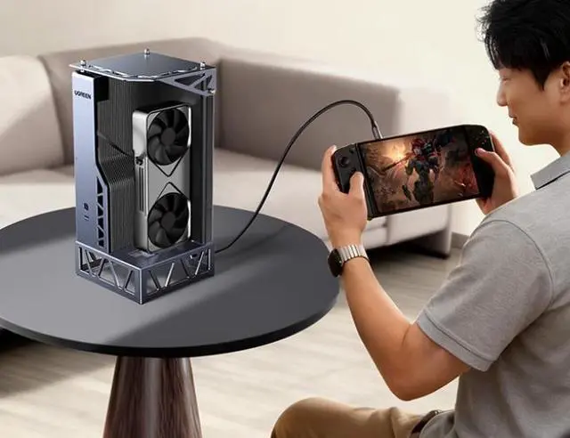 Alt view image 6 of 7 - UGREEN LinkStation CM980 eGPU Dock, OCuLink 64Gbps & USB4/Thunderbolt 4, 850W ATX 3.1 Gold PSU, Native 12VHPWR, Supports RTX 50/40 AMD Radeon, for Laptop Handheld Mini PC AI Workstation
