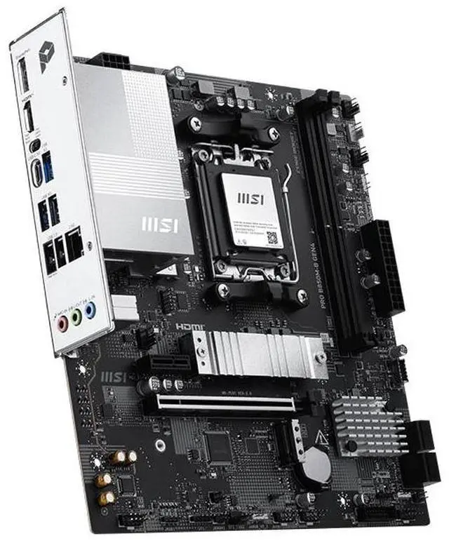 Alt view image 2 of 5 - MSI PRO B850M-B GEN4 Motherboard, Supports CPUs: 9800X3D, 9850X3D, 9700X, 9600X (AMD B850/AM5 Socket)