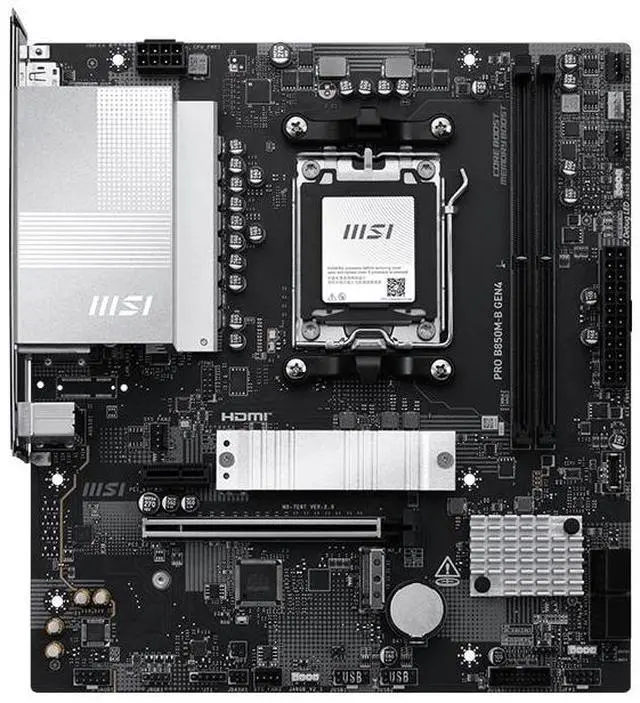 Main image of MSI PRO B850M-B GEN4 Motherboard, Supports CPUs: 9800X3D, 9850X3D, 9700X, 9600X (AMD B850/AM5 Socket)