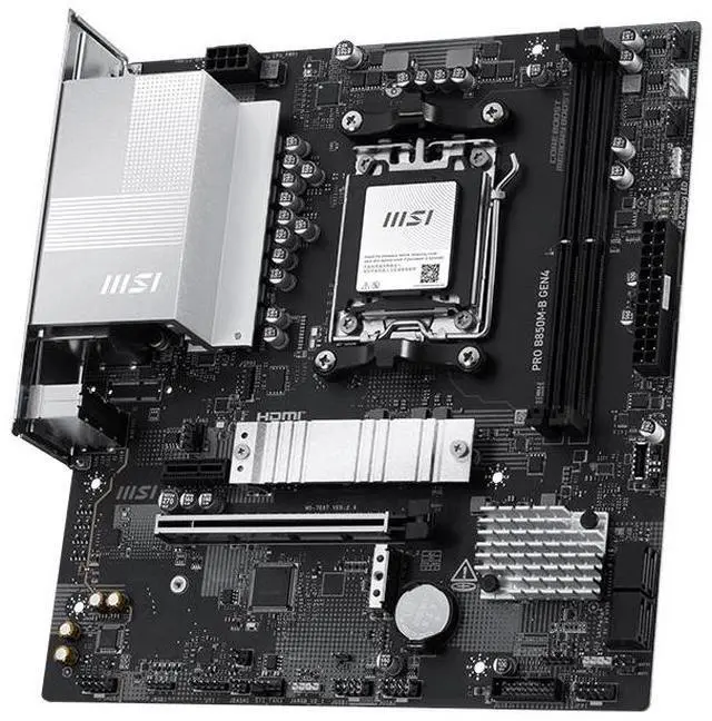 Alt view image 5 of 5 - MSI PRO B850M-B GEN4 Motherboard, Supports CPUs: 9800X3D, 9850X3D, 9700X, 9600X (AMD B850/AM5 Socket)