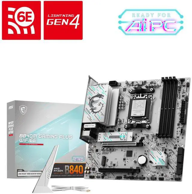 Alt view image 3 of 5 - MSI B840M GAMING PLUS WIFI6E motherboard supports CPUs 9700X/9600X/7500F (AMD B840/AM5 interface)