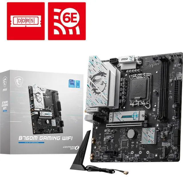 Main image of MSI B760M GAMING WIFI DDR5 Gaming MotherboardSupports CPUs 14600KF, 13490F, and 14490F (Intel B760/LGA 1700)