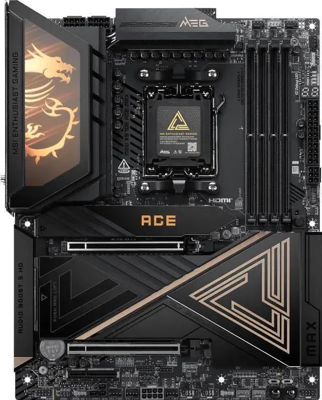 Alt view image 3 of 7 - MSI MEG X870E ACE MAX Motherboard & AMD Ryzen 5 9600X CPU Combo,ATX - Supports AMD Ryzen 9000 / 8000 / 7000 Processors, AM5 - 64MB BIOS ROM, 110A SPS VRM, DDR5 Memory (up to 9000+ MT/s OC)
