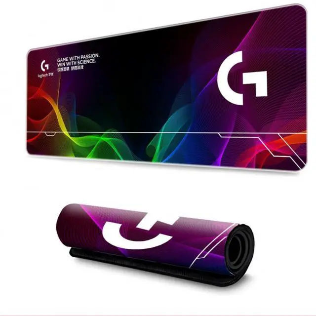 Alt view image 2 of 7 - Logitech DESK MAT Large Fine Surface gaming Mouse Pad, 31.5*12*0.2in, Long Thickened, Non-Slip Rubber Backing, Low Friction, 80cm*30cm*0.3cm, F005-7 black purle green