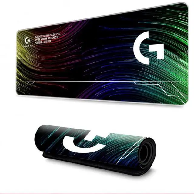 Main image of Logitech DESK MAT Large Fine Surface gaming Mouse Pad, 31.5*12*0.2in, Long Thickened, Non-Slip Rubber Backing, Low Friction, 80cm*30cm*0.3cm, F005-8 black green yellow