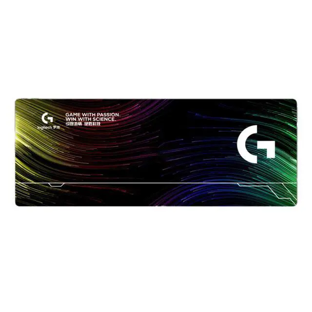 Alt view image 5 of 7 - Logitech DESK MAT Large Fine Surface gaming Mouse Pad, 31.5*12*0.2in, Long Thickened, Non-Slip Rubber Backing, Low Friction, 80cm*30cm*0.3cm, F005-8 black green yellow