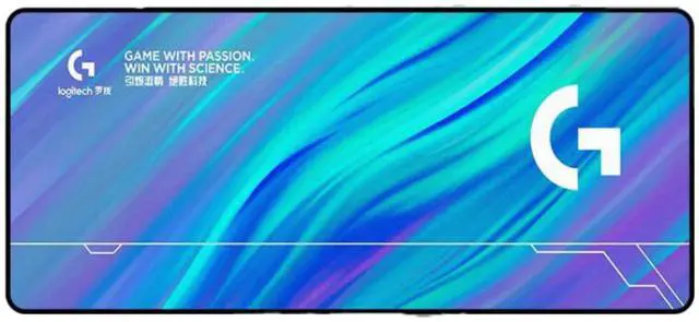 Main image of Logitech DESK MAT Large Fine Surface gaming Mouse Pad, 31.5*12*0.2in, Long Thickened, Non-Slip Rubber Backing, Low Friction, 80cm*30cm*0.3cm, F005-11 Blue green purple