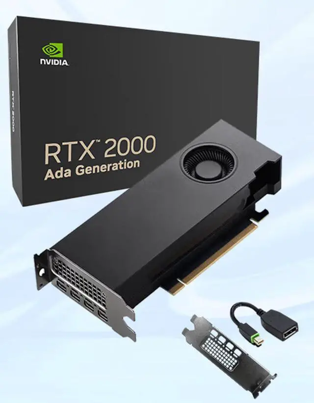 Alt view image 7 of 7 - NVIDIA RTX 2000 Ada 16GB Graphics card, Generation, Industrial Package, GDDR6 ECC Memory, 128-bit, 224GB/S, High-performance acceleration, AI computing, RTX 2000 Ada 16GB Video card