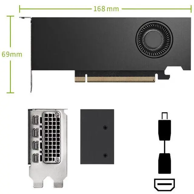 Alt view image 6 of 7 - NVIDIA RTX 4000 SFF Ada 20GB Graphics card, Generation, Industrial Package, GDDR6 ECC Memory, 160bit, 280GB/s, PCle 4.0 x16, High-performance acceleration, AI , RTX 4000 SFF Ada 20GB, Video card