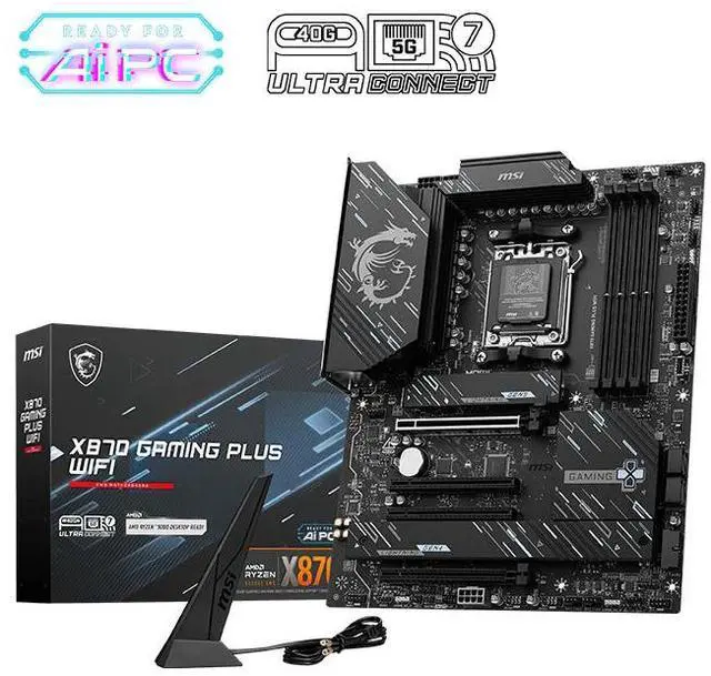 Alt view image 4 of 7 - MSI X870 GAMING PLUS WIFI Motherboard & AMD Ryzen 7 9700X CPU Combo, AM5 - 60A SPS VRM, DDR5 Memory Boost 8200+ MT/s (OC), PCIe 5.0 x16 & 4.0 x16, M.2 Gen5, Wi-Fi 7, 5G LAN