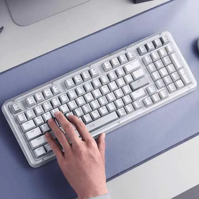 Alt view image 4 of 7 - Logitech Alto Keys K98M PLUS Wireless Mechanical Keyboard-Office/Gaming-gasket construction design, translucent case, marble shaft, Supports Bluetooth/2.4 G/USB-C; compatible with Windows/macOS; white