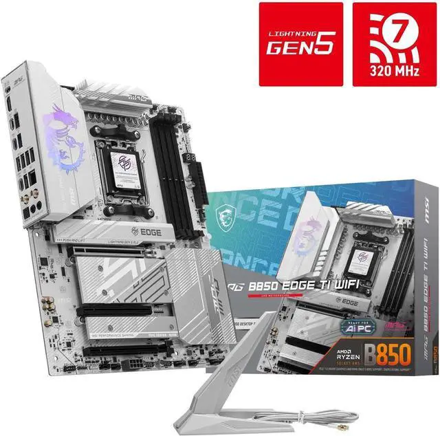 Alt view image 4 of 7 - MSI MPG B850 EDGE TI WIFI White Motherboard & AMD Ryzen 9 9950X3D CPU Combo, AM5 - 80A SPS VRM, DDR5 Memory Boost (8400+MT/s OC), PCIe 5.0 x16, M.2 Gen5, Wi-Fi 7, 5G LAN