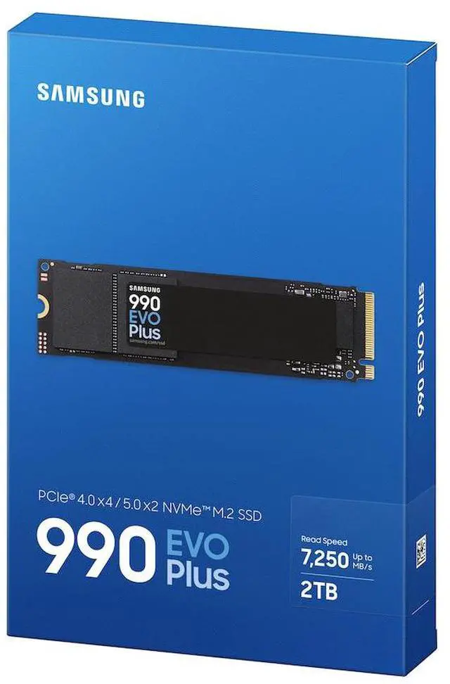 Alt view image 6 of 7 - SAMSUNG 990 EVO Plus 2TB Internal NVMe M.2 2280 SSD, PCIe Gen4 x4 / Gen5 x2 NVMe 2.0, Up to 7250MB/s Read 6300MB/s Write, V-NAND TLC, HMB, 1200TBW, AES 256 Encryption, Max 9g, Gaming PC Laptop Storage