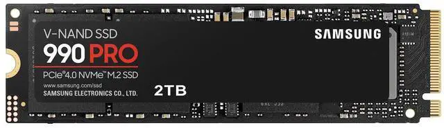 Alt view image 2 of 7 - SAMSUNG 990 PRO 2TB Internal NVMe M.2 2280 SSD, PCIe Gen4 x4 NVMe 2.0, Up to 7450MB/s Read 6900MB/s Write, V-NAND TLC, 2GB DRAM Cache, 1200TBW, AES 256 Encryption, Max 9g, Gaming PC Laptop Storage