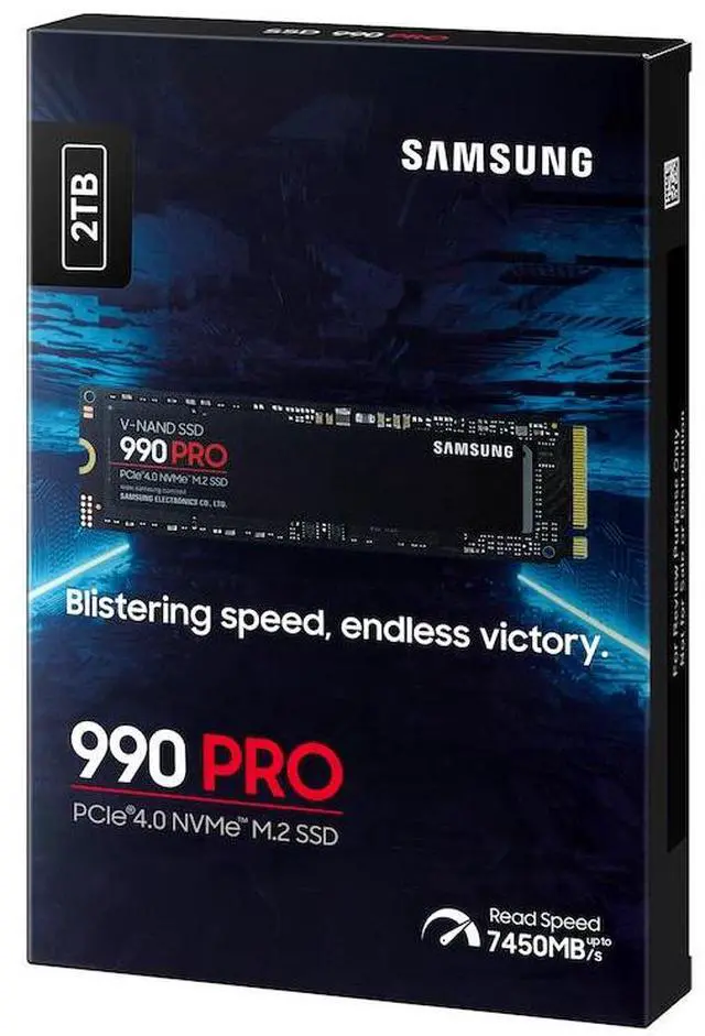 Alt view image 7 of 7 - SAMSUNG 990 PRO 2TB Internal NVMe M.2 2280 SSD, PCIe Gen4 x4 NVMe 2.0, Up to 7450MB/s Read 6900MB/s Write, V-NAND TLC, 2GB DRAM Cache, 1200TBW, AES 256 Encryption, Max 9g, Gaming PC Laptop Storage