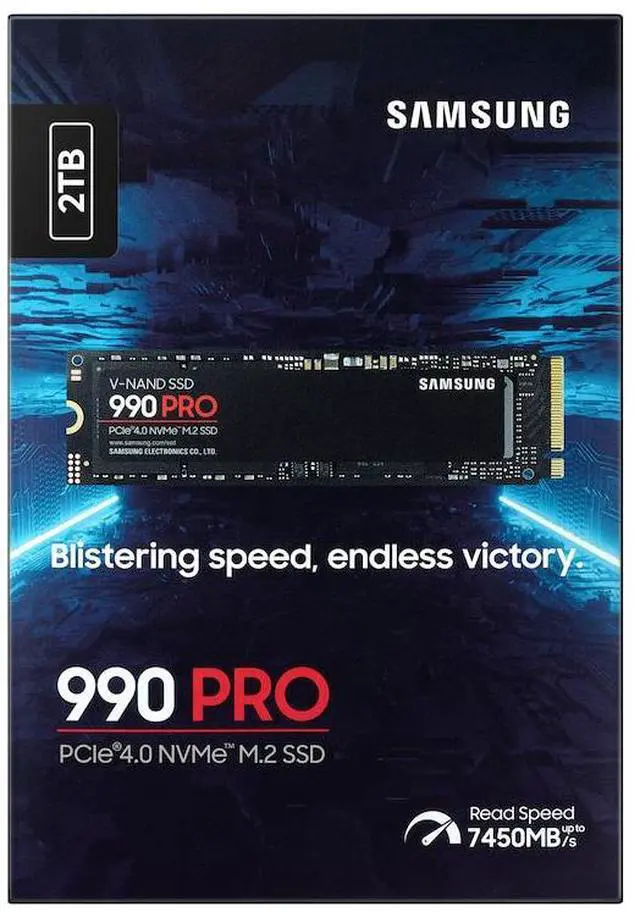 Alt view image 6 of 7 - SAMSUNG 990 PRO 2TB Internal NVMe M.2 2280 SSD, PCIe Gen4 x4 NVMe 2.0, Up to 7450MB/s Read 6900MB/s Write, V-NAND TLC, 2GB DRAM Cache, 1200TBW, AES 256 Encryption, Max 9g, Gaming PC Laptop Storage