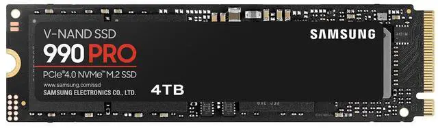 Alt view image 2 of 7 - SAMSUNG 990 PRO 4TB Internal NVMe M.2 2280 SSD, PCIe Gen4 x4 NVMe 2.0, Up to 7450MB/s Read 6900MB/s Write, V-NAND TLC, 4GB DRAM Cache, 2400TBW, AES 256 Encryption, Max 9g, Gaming PC Laptop Storage