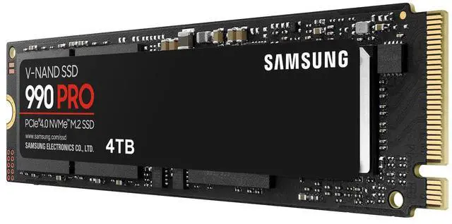 Alt view image 4 of 7 - SAMSUNG 990 PRO 4TB Internal NVMe M.2 2280 SSD, PCIe Gen4 x4 NVMe 2.0, Up to 7450MB/s Read 6900MB/s Write, V-NAND TLC, 4GB DRAM Cache, 2400TBW, AES 256 Encryption, Max 9g, Gaming PC Laptop Storage