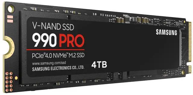 Alt view image 5 of 7 - SAMSUNG 990 PRO 4TB Internal NVMe M.2 2280 SSD, PCIe Gen4 x4 NVMe 2.0, Up to 7450MB/s Read 6900MB/s Write, V-NAND TLC, 4GB DRAM Cache, 2400TBW, AES 256 Encryption, Max 9g, Gaming PC Laptop Storage