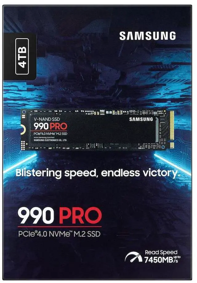 Alt view image 6 of 7 - SAMSUNG 990 PRO 4TB Internal NVMe M.2 2280 SSD, PCIe Gen4 x4 NVMe 2.0, Up to 7450MB/s Read 6900MB/s Write, V-NAND TLC, 4GB DRAM Cache, 2400TBW, AES 256 Encryption, Max 9g, Gaming PC Laptop Storage