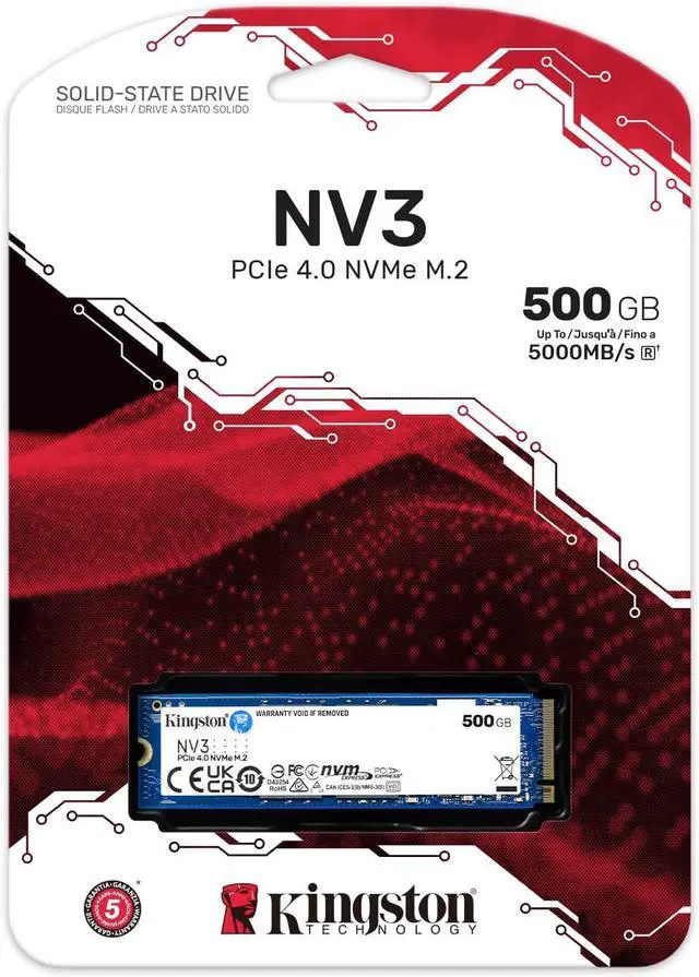 Alt view image 4 of 5 - Kingston NV3 500GB Internal M.2 2280 PCIe 4.0 x4 NVMe Solid State Drive, Up to 5000MB/s Read 3500MB/s Write, TLC NAND, 300TBW Endurance, Desktop Laptop Gaming Storage SSD